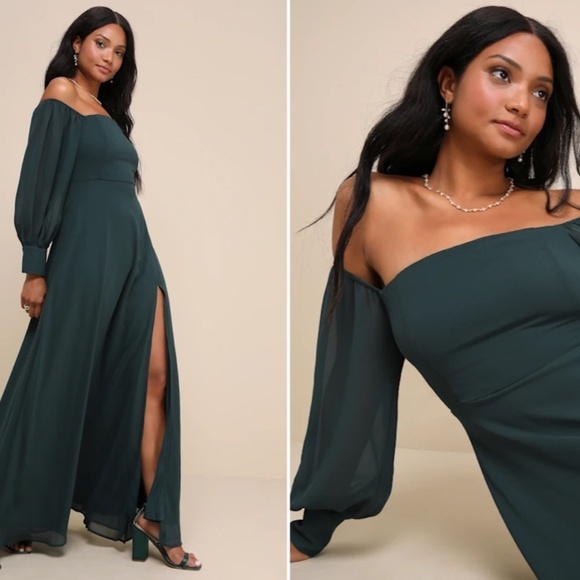 LULU's Sexy Prom Elegant Boho Long Sleeve Romantic Flowy Bridesmaid Wedding - Picture 2 of 5